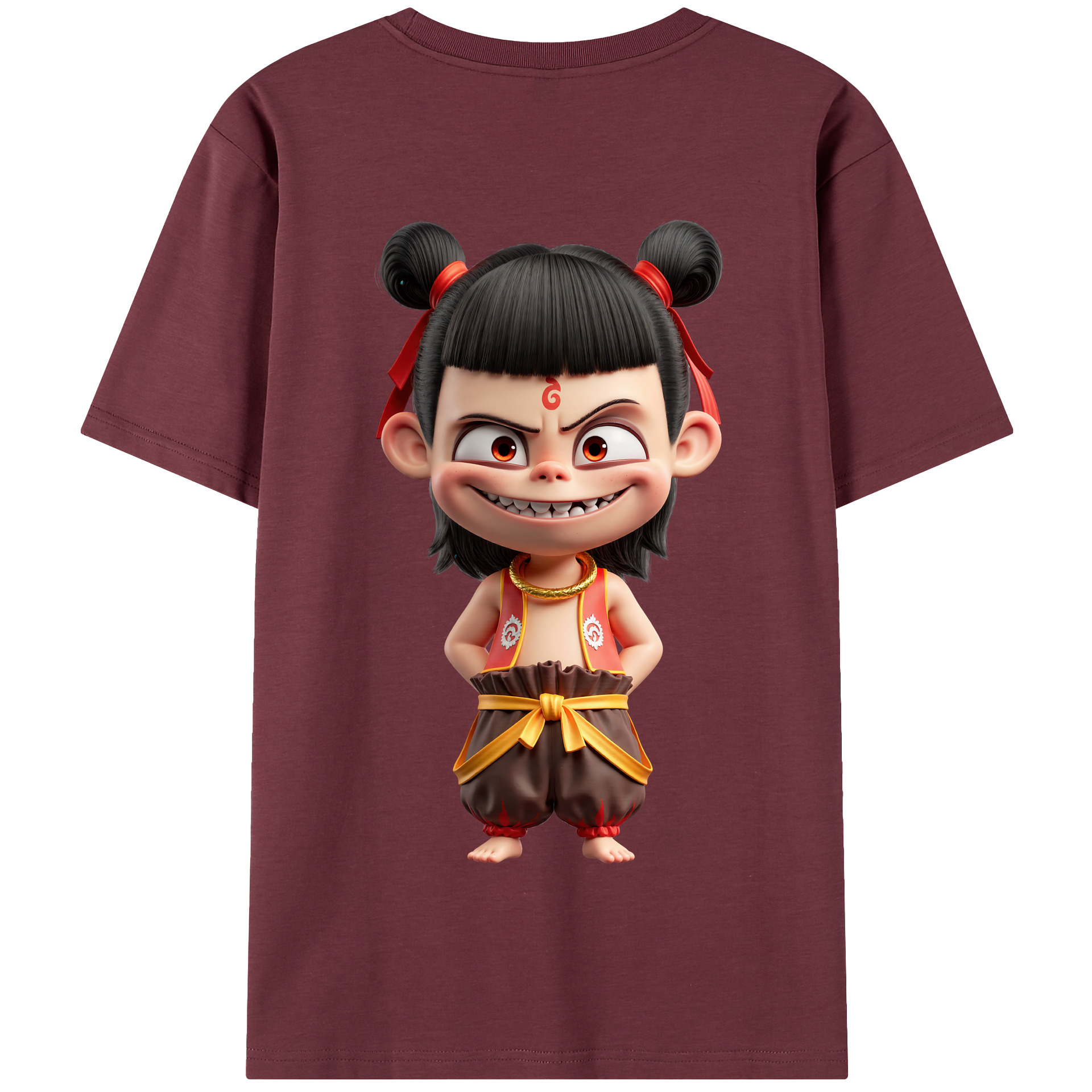 （画像用） Ne Zha 2 ナタ 魔童の大暴れ 綿100％半袖Tシャツ（背面プリント）